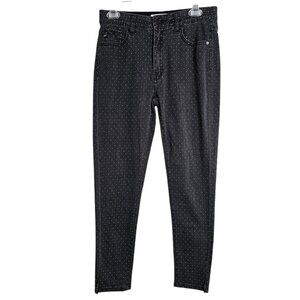 KANCAN Skinny Jeans Pants BLACK w POLKA DOTS size 9/28 School Chic Mid Rise